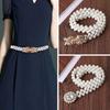 Ladies' Elastic Rhinestone Waist Chain Thin Drawstring Belt Fashion Pearl Waist Belt  For Women