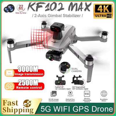 Новый KF102MAX Drone 4K Professional HD Camera 5G WiFi GPS 2-осевой стабилизатор с защитой от сотрясений Quadcopter Бесщеточный мотор Mini Drone Toy