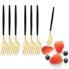 6Pcs Stainless Steel Small Fork Cutlery Set Black Gold Dinnerware Cake Fork Fruit Fork Dessert Fork Flatware Kitchen Accessory