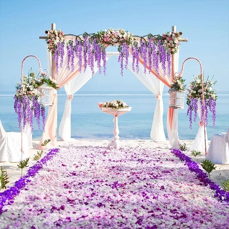 40 шт. искусственные цветы глицинии, подвесная гирлянда на веревке, уличная свадебная садовая арка, украшение для дома, вечерние Декор, искусственный цветок