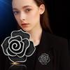 Темперамент Черный Белый Камелия Цветок Броши Траурная Бутоньерка Булавка Для Женщины Рубашка Платье Шарф Аксессуары Для Одежды