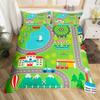 Пододеяльник с изображением гоночной машины, размер Queen, для мальчиков, комплект постельного белья с изображением строительной машины, серый, красные автомобили, дорожное движение, пододеяльник, 3 шт.