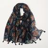 Новейшие шарфы с цветочным принтом, хиджабы с кисточками, женские шали, хлопковый мусульманский хиджаб, головной платок, обертывания, большой размер, модные головные платки