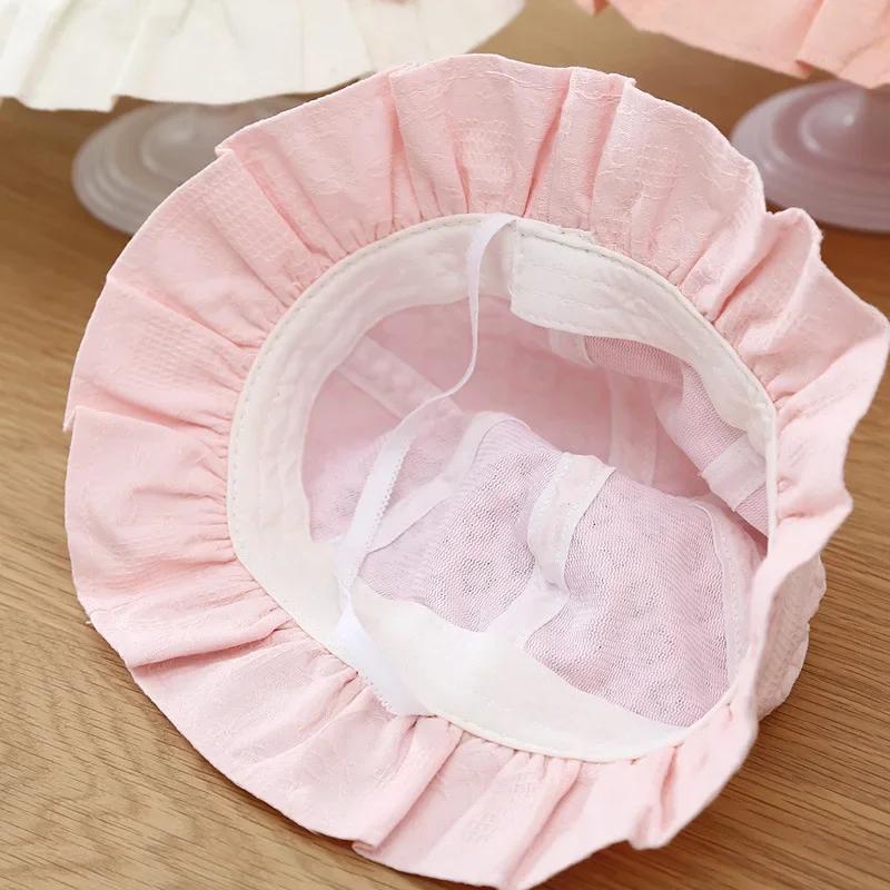 Кружевные рюши, детские панамы с цветком, принцесса, девочка, солнцезащитная панама-рыбак, летняя тонкая хлопковая для новорожденных, защита от УФ-лучей, солнцезащитная шляпа 3-18 месяцев