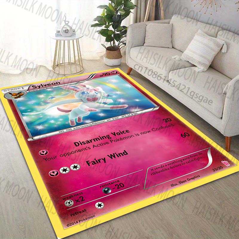 17 Styles Pokémon Sylveon Cards Printing Carpet for Living Room Bedroom Kid's Room Home Decor Area Rug Sofa Cloakroom Play Mat