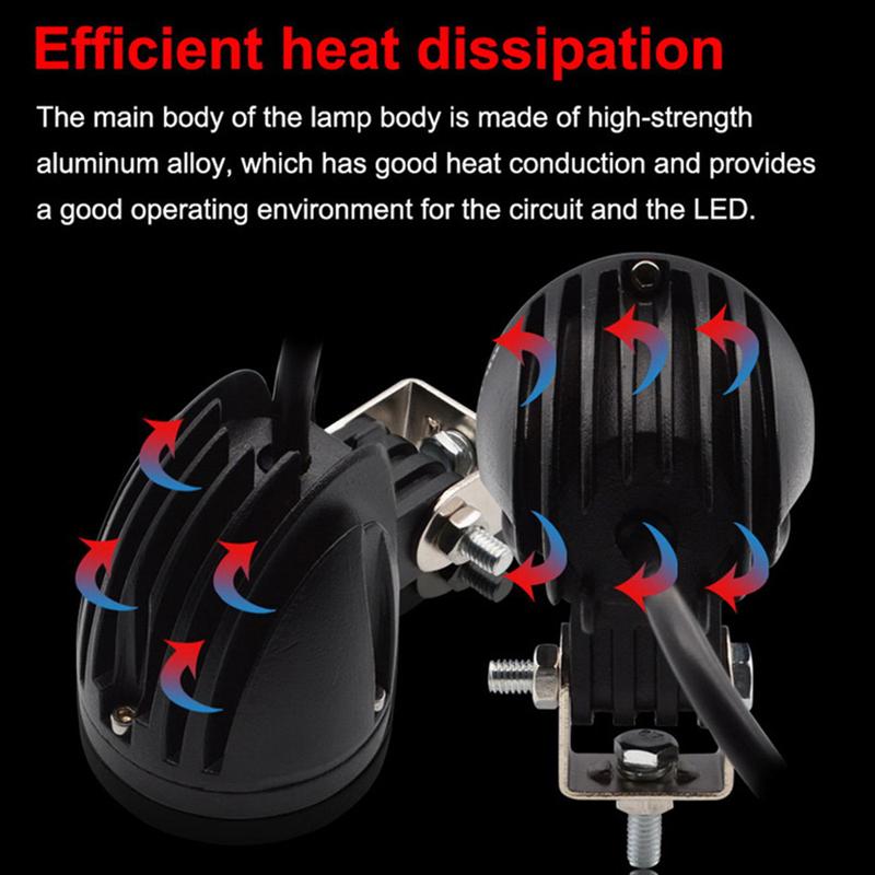 2pcs 10W LED Work Light For Offroad Motorcycle 4x4 ATV Motor Spot Beam Lights 6500K Work Driving Fog Light 2 Inch headlight bulb