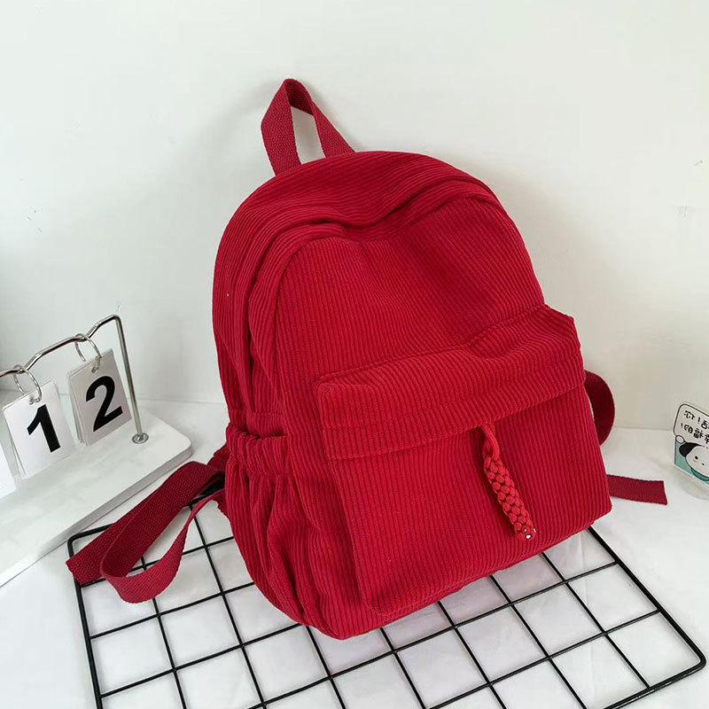 Женский вельветовый рюкзак Зима 2024 - Японский повседневный, Универсальный, Стиль мягкой девушки для путешествий и шопинга