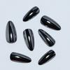 24Pcs Pointed Black Wearable Nail Patch Solid Color DIY Art False Nail Press On Fake Nails Girl False Nails with Wearing Tools