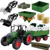 Peagprav Farm Toy Tractor with Trailer Tractor Playset Scale Gripper Front Loader Spreader for Boys Kids Toddlers Ages 16.5" 1/24 3-7