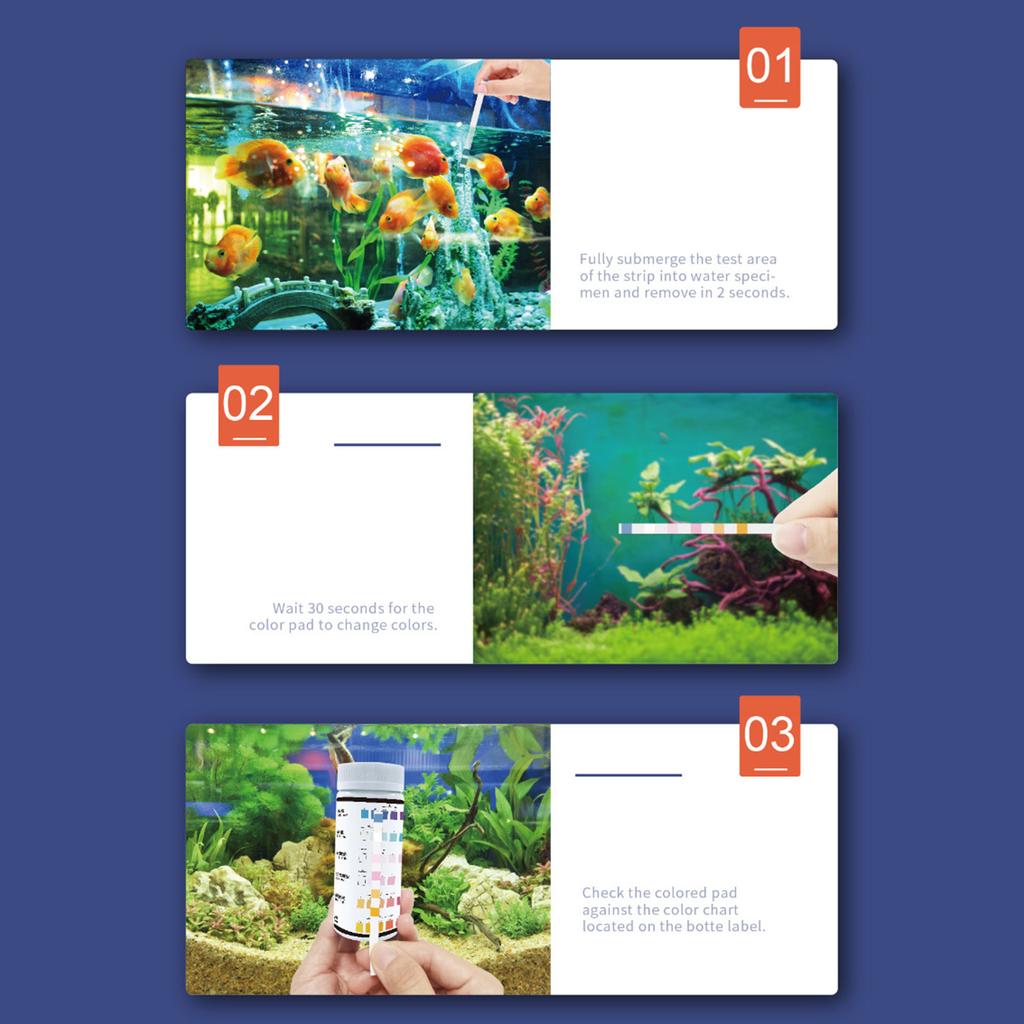 100PCS Aquarium Testing Set for Freshwater Saltwater Pond Test Strips for Fish Tank Testing PH Nitrites Alkalinity