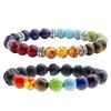 GADBLESJEW New 7 Chakra Bracelet Men Black Lava Healing Balance Bead Bracelet