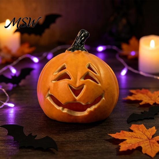 Portable Pumpkin Ornament Halloween Creepy Light, Jack-O-Lantern Decoration, Scary Atmosphere Light Hollow Lamp for Indoor Outdoor Holiday Parties