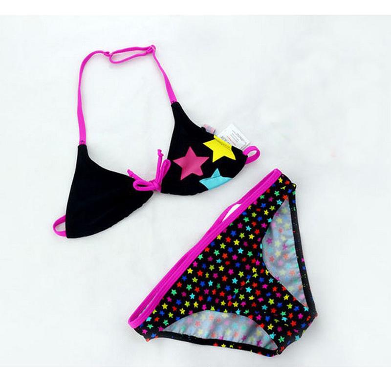 Летний купальный костюм для девочек, раздельный купальник из двух частей, детский купальник со звездами, разделенный бикини, купальник для девочек