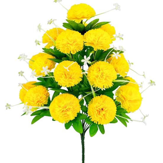 Artificial Carnation Realistic 18 Head Fake Silk Flower UV Resistant Wedding Party