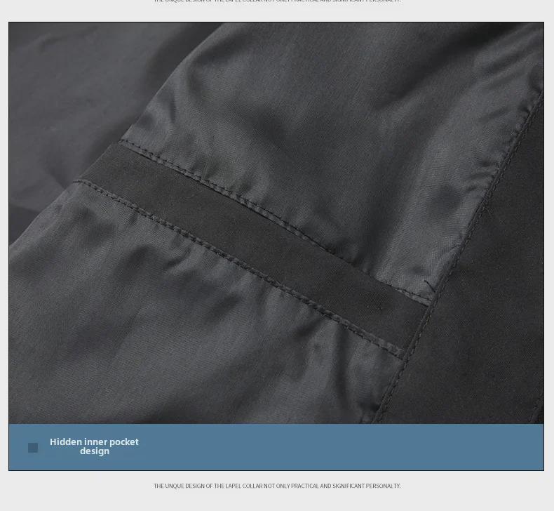 Мужская легкая куртка со светоотражающими швами и воротником-стойкой — повседневный спортивный стиль для весны и осени