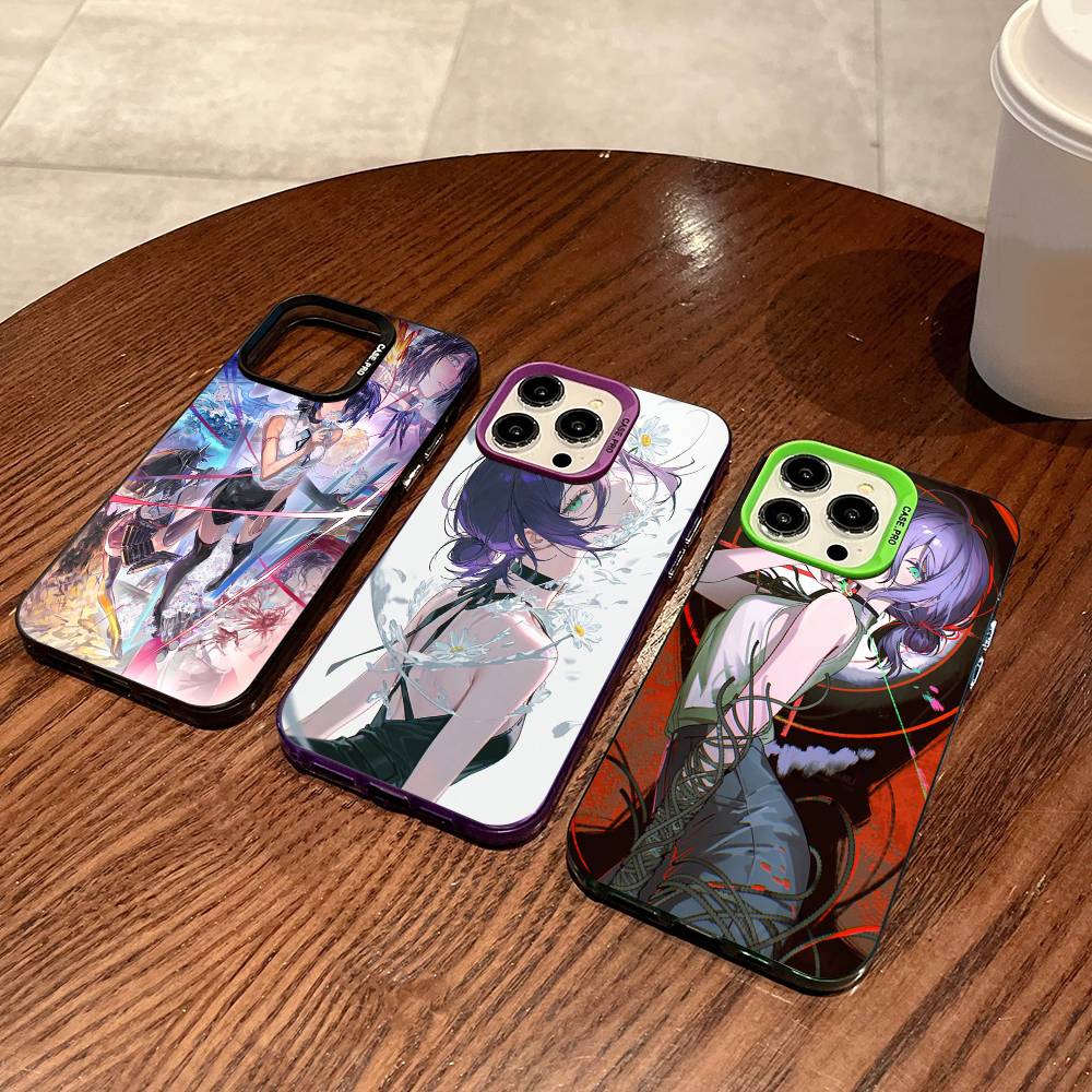 Чехол для телефона Аниме Человек-бензопила Арка Резе Для IPhone 17 16 15 14 11 12 13 Pro Max Pro Plus Цветной Серебристый Чехол