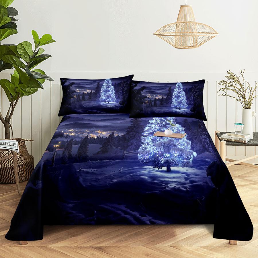 Bed Sheet Pillowcase Bedding Set Linens Cover Senic Queen King Double Size 220x240 Trees for Bedroom Soft Twin Full Single New