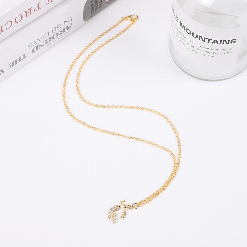 Модное и персонализированное женское колье-подвеска с инкрустацией цирконием, подвеска в виде животного, ожерелье-русалка