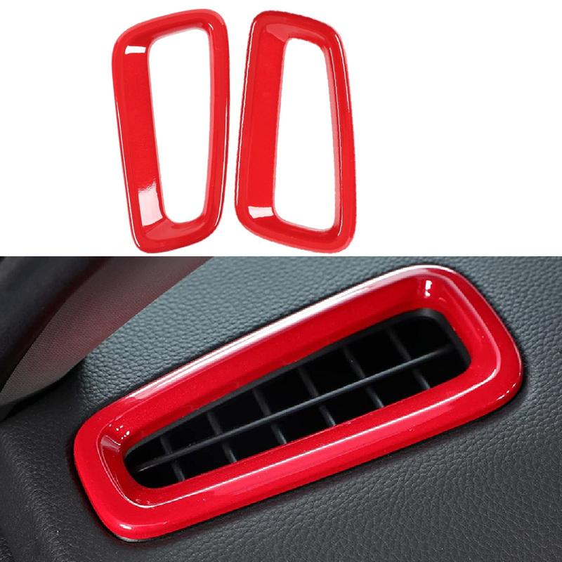 2pcs For Honda Civic 11th Gen - Carbon Fiber Look/ Red Dashboard Airvent Trim Covers Car Styling Interior Accessories