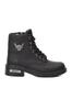 Men's Fashion Flat Heeled Booties Black Unisex Worker Boots with Fleece Inside