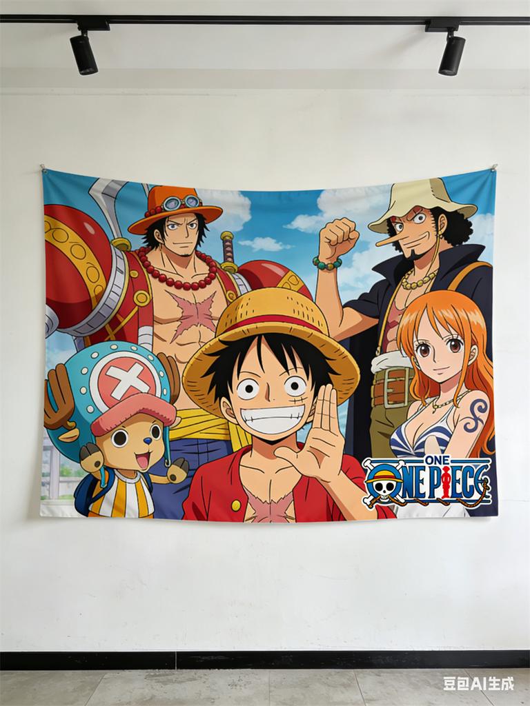 Декоративное настенное панно по аниме One Piece с персонажами Луффи, декоративная ткань для стены в гостиную, спальню, комнату в общежитии