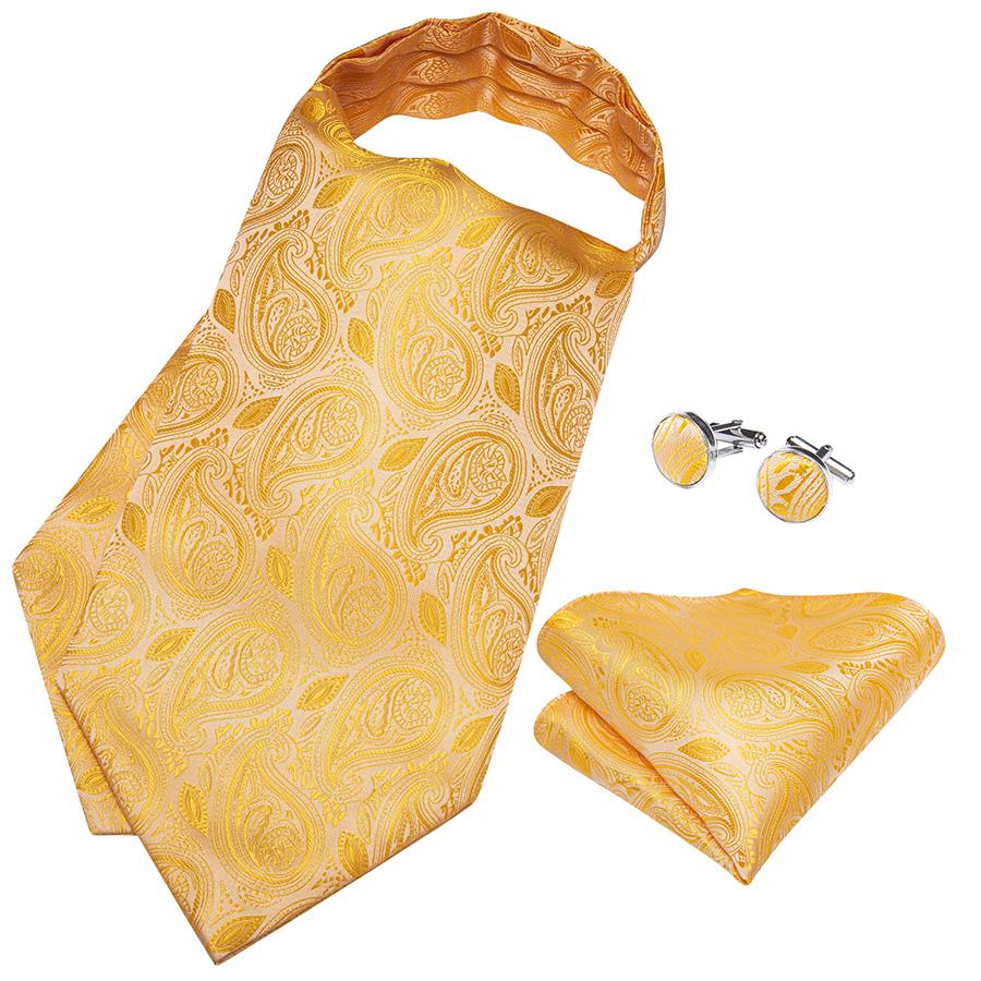 Новый галстук Ascot для мужчин, классический галстук с узором пейсли, шелковый носовой платок с запонками, набор галстуков для вечеринки
