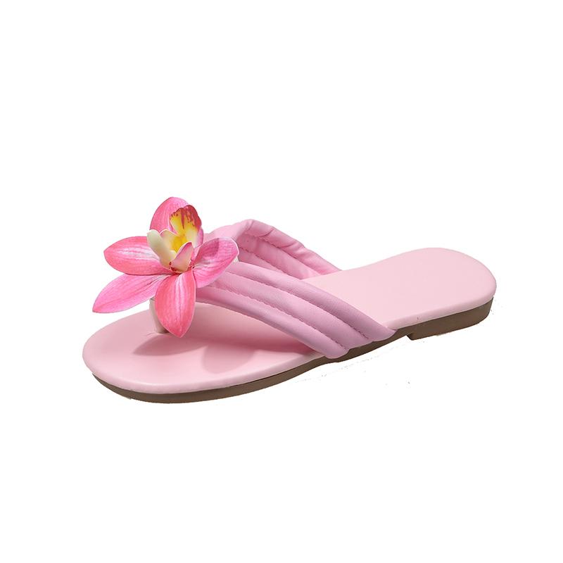 Летние шлепанцы Phalaenopsis с плоским дном, новые, с круглым носом, зажим для пальцев ног, мягкая подошва, нескользящие, низкий каблук, пляжные, крутые, для ходьбы