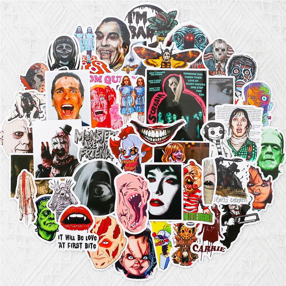 100 шт. наклейки с персонажами фильмов ужасов для бампера ноутбука, скейтборда, телефона, автомобиля