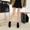 Матовые челси на низком каблуке осень и зима новые остроносые на толстом низком каблуке короткие ботинки женская обувь одинарные ботинки
