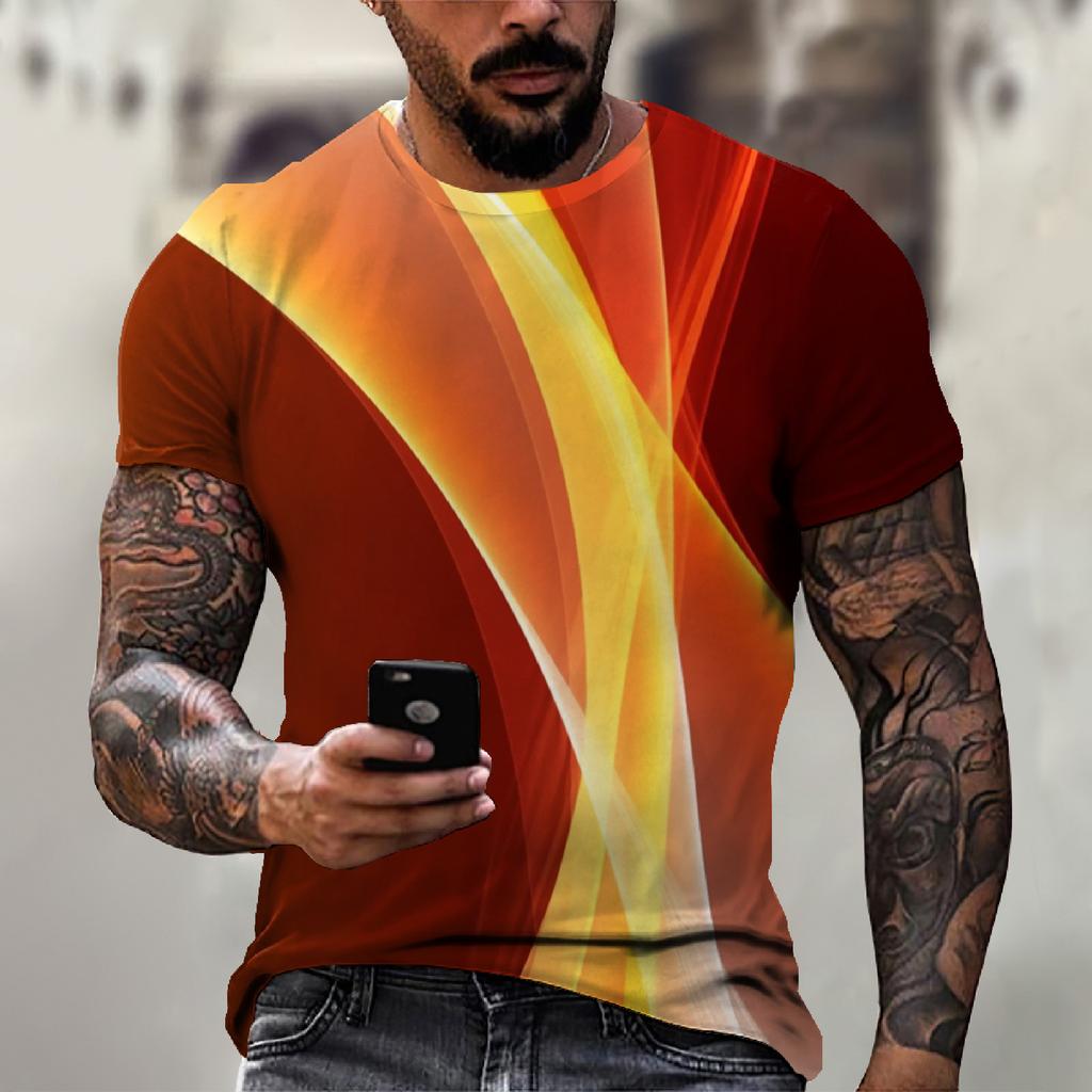 Men'S T-Shirt Short Sleeve Printed Summer Round Neck Top Trend Casual Sweatshirt