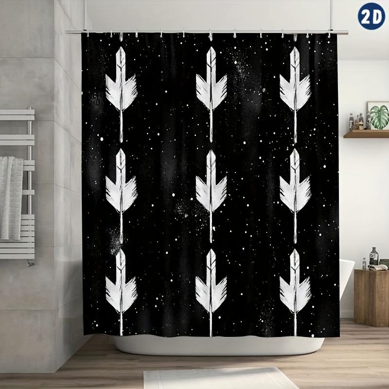 Black & White Arrow Shower Curtain - Durable Polyester, Easy Clean with Hooks