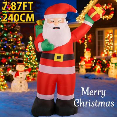 7,87 фута Украшение для вечеринки во дворе Надувной Санта-Клаус Мешок с подарками Игрушка Светодиодная подсветка Рождественские товары для дома Украшения Рождественский праздничный подарок