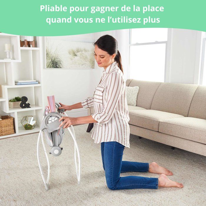 INGENUITY Transat pour bébé balancelle électrique pliable - Flora - Arche, cadeau bébé, réglages balancement, minuterie