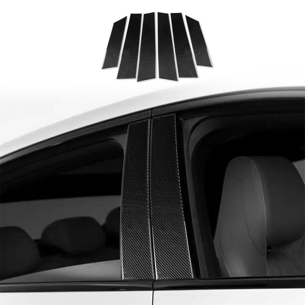 6Pcs Carbon Fiber Door Window B Pillar Cover Trim Sticker For Byd Seal 22-25