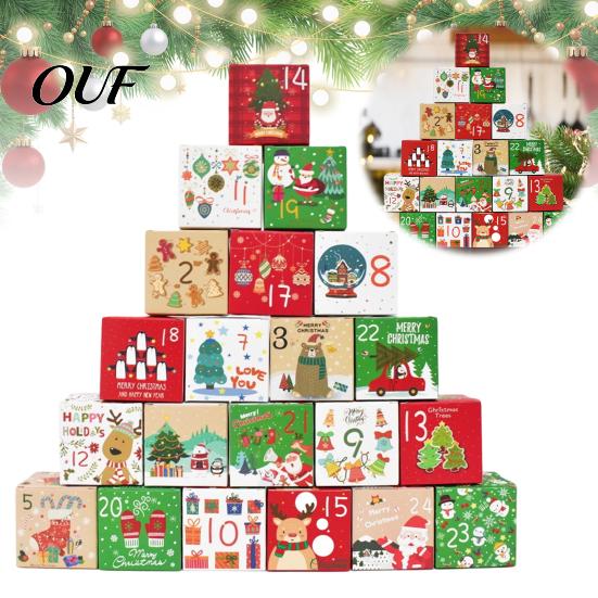 DIY Holiday Gift Packaging 24 Pcs Christmas Advent Calendar Boxes, Days Countdown Box, Party Favor Containers Empty Cardboard Number Box to