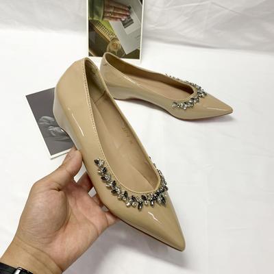Найди второй волосок! Французский вечерний ветер усилил стразы острый носок плоская подошва Мэри Джейн одинарные туфли с мелким вырезом туфли для通勤 женщины