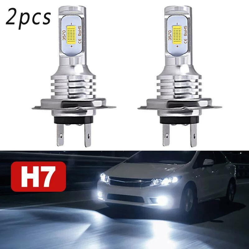 2*H7 LED Car Headlight Bulbs DC 12-24V Xenon White Daytime Running Lights High Low Beam 55W 8000LM 6000K Super Bright Car Lights