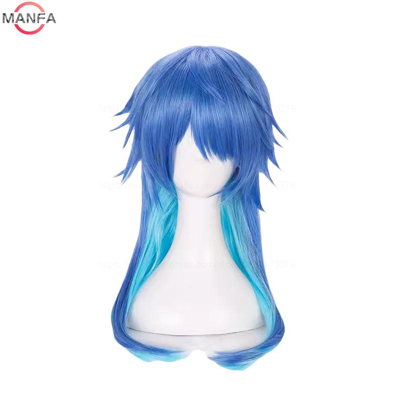 Dramatical Murder DMMD Серагаки Аоба Косплей Парик Градиентный Синий Термостойкий Синтетический Парик + Шапочка для Парика
