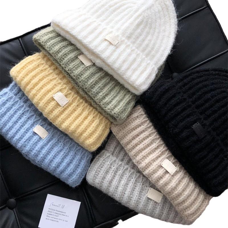 Japanese Style Small Blue Knitted Hat with Large Head Circumference and Face Women's Autumn and Winter Ear Protection Warm Woolen Hat for Men