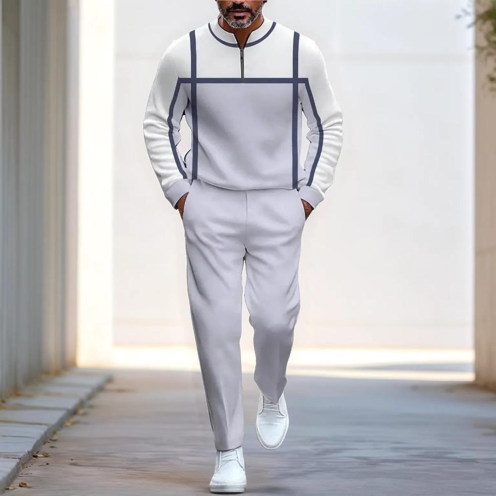 Весенне-осенняя модная уличная одежда Мужской комплект из двух предметов с длинным рукавом, на молнии до середины, со стойкой, брюки, спортивная одежда, мужская одежда