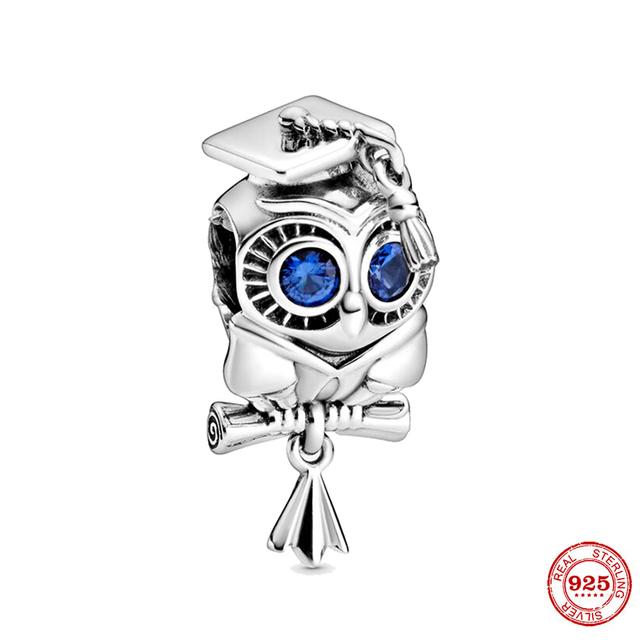 Новый Стерлингового Серебра 925 Единорог Кошка Собака Сова Обезьяна След Милое Животное DIY Тонкие Бусины Подходит Оригинальный Модный Браслет-Подвеска