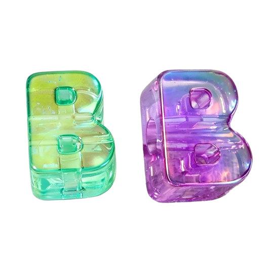 2Pcs Large Letter Beads for DIY Jewelry Making, Large Holes Acrylic Letter Beads for Bracelets Necklaces Keychains