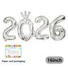 Разноцветные шары-цифры 2026 16 дюймов фольгированные шары-короны Новый год Рождество Выпускной Вечеринка по случаю дня рождения Украшение