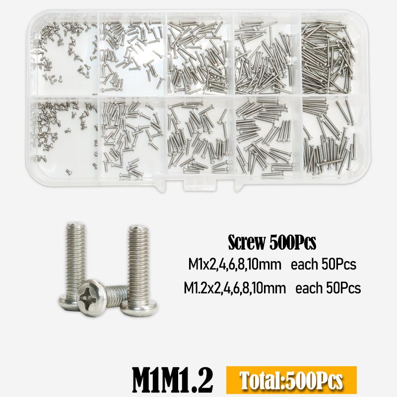 Hex Head Screw M1 M1.2 M1.4 M1.6 M2.5 M3 304 Stainless Steel Phillips Round Head Cross Hexagon Bolt Nut for Motherboard PCB Set