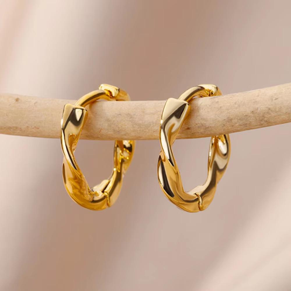 Ретро-серьги-кольца с круглыми витками для женщин, геометрические серьги из нержавеющей стали золотого цвета, украшения в стиле бохо, подарок на вечеринку
