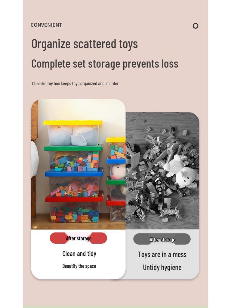 Очень большой прозрачный ящик для хранения игрушек для детских строительных блоков и закусок