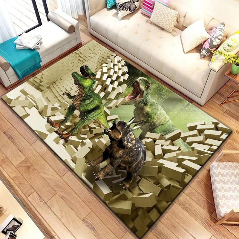 3D Ковер с принтом динозавров Юрского периода для гостиной, спальни, кухни, ванной комнаты, прихожей. Нескользящий придверный коврик, ковер, коврик для йоги