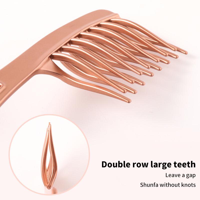Double Row Large Toothed Comb Wide Toothed Comb Curved Comb Fluffy Comb Hairdressing Comb For Comb Long And Curly Hair