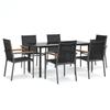VidaXL Garden Dining Set 7 Pcs Black Textilene and Steel 3187046