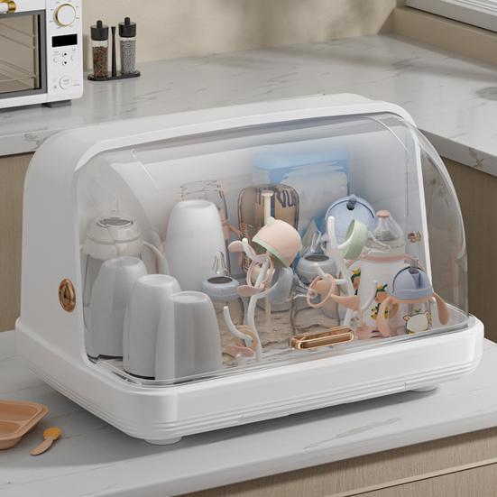 Baby Bottle Drying Rack with Cover 360-Degree Sealing Kitchen Cabinet Organizer Bottle